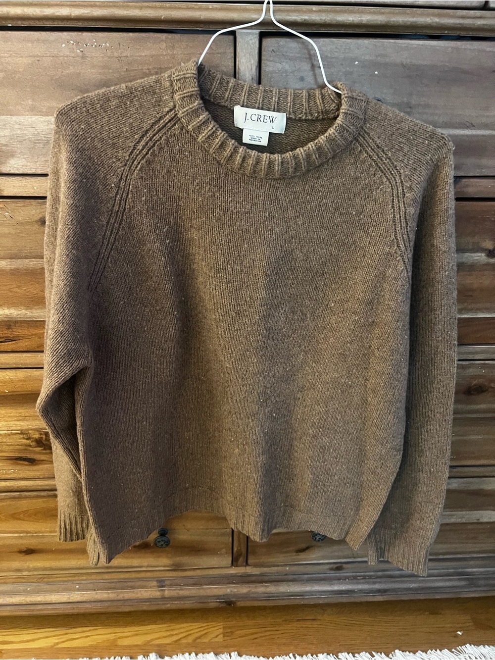 J.Crew Men’s 100% Wool Crewneck Sweater Brown Size L